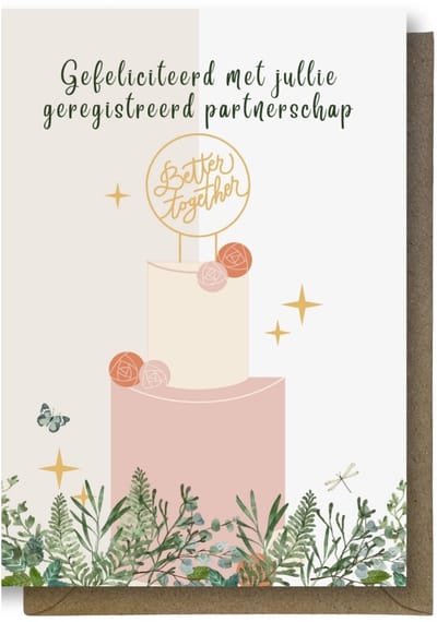 Geregistreerd Partnerschap Wenskaart - 12x17cm - Gevouwen kaart inclusief envelop - Felicitatie