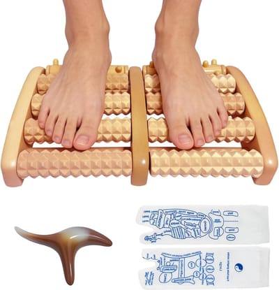 Complete Set voor Voetmassage met Houten Roller, Reflexologie Sokken en Massagehulpmiddelen voor Ontspanning en Verbeterde Bloedcirculatie