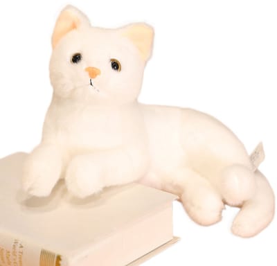 carmdering - Pluche Kat - Knuffelkat - Kattenknuffel - Wit, 30 cm, realistisch ontwerp, zacht en veilig materiaal - Voor kinderen en als woondecoratie - Knuffelgenoot voor slaapkamer en woonkamer - Cadeau voor kattenliefhebbers