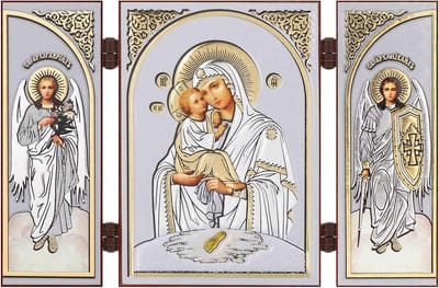 Houten Drieluik Icoon - Religieus Wandpaneel voor Thuisaltaar