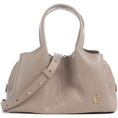 COCCINELLE Leren handtas schoudertas Nell Handbag Grained Leather Warm Taupe