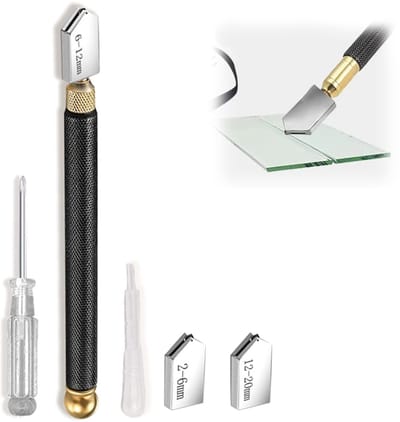 MTTproducts- Glassnijder Professioneel - 3 Stuks Snijkoppen - Snijden 2-20 mm - Automatische Olie-afgifte - Hardmetalen Legering - Geschikt voor Spiegel/Tegels - Glas Snijgereedschap