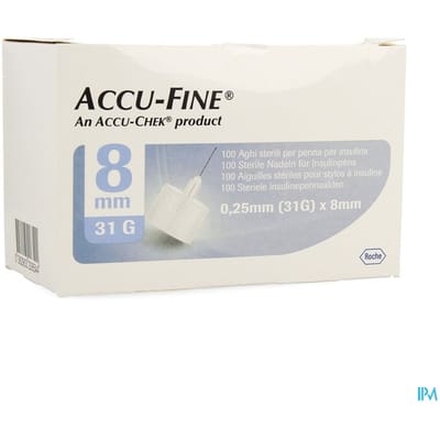 Accu Fine Naald 0.25x8 mm 31g 100 Canule