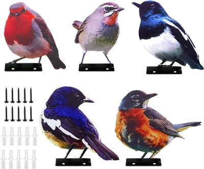 Vogels Tuindecoraties 5 Stuks Metalen Decoratie voor Bomen en Hekken, Geschilderde Vogelmotieven voor een Sfeervolle Tuin