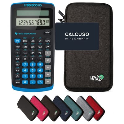 TI-30 ECO RS incl. WYNGS Beschermhoes Donkergrijs - Wetenschappelijke Rekenmachine - Basis Pakket