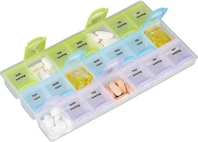 Pillendoos - Pillenbakje - 7 Dagen - Pillen Organizer - Medicijn Doosje - 21 vakjes - Zwart