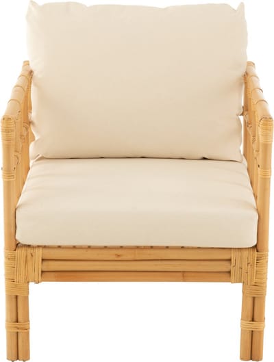 J-Line stoel Elise + kussen - rotan/textiel - naturel/wit
