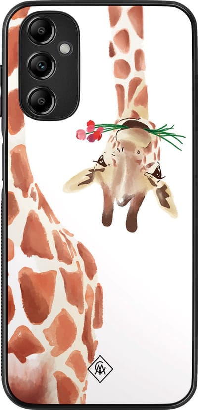 Casimoda® hoesje - Geschikt voor Samsung Galaxy A14 5G - Giraffe - Zwart TPU Backcover - Giraffe - Bruin/beige
