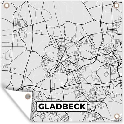 Tuin poster Duitsland - Plattegrond - Gladbeck - Kaart - Stadskaart - 200x200 cm - Tuindoek