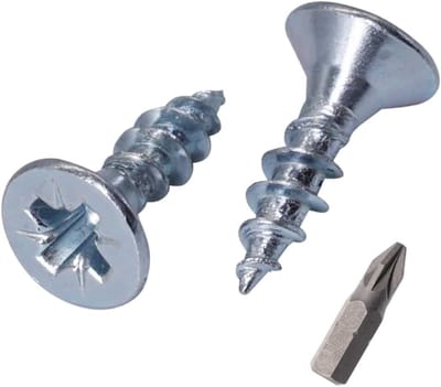(100 stuks) Verzinkt staal 4,0 x 14 mm houtschroeven, Pozidriv verzonken kop, spaanplaatschroeven, PZ volledig schroefdraad