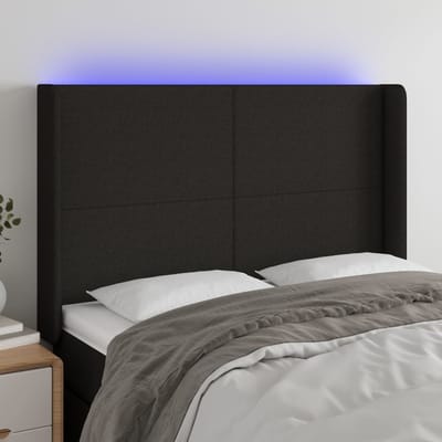 vidaXL - Hoofdbord - LED - 147x16x118/128 - cm - stof - zwart