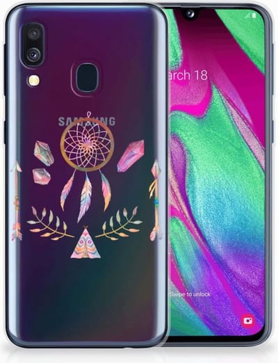 TPU Hoesje voor Samsung Galaxy A40 Telefoonhoesje met Naam Boho Dreamcatcher
