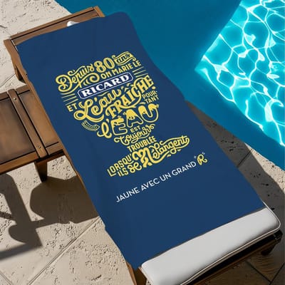 R-ricard-D LOGO Handdoek Strand Sneldrogend Zacht Zwembad Handdoeken Cadeau voor Reizen Sportschool Douche Kamperen sport W45*H90(CM)