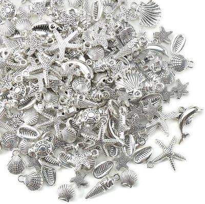 Kralen, kralenkappen, 200 g, metalen kralen, kralen voor armbanden, knutselkralen, set met gat om te rijgen, sieradenaccessoires, TypeC