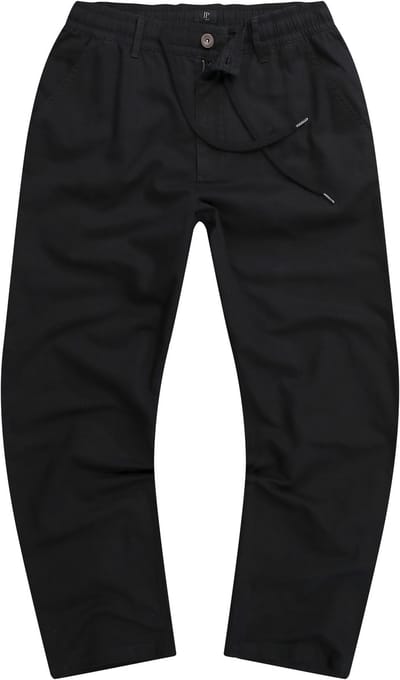JP 1880 - Heren - Broek linnenlook casual pasvorm elastische band - Zwart - Maat 5XL