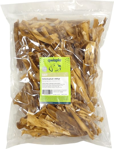 Qwisple Geitenkophuid - Hondensnacks Natuurlijk Gedroogd - 1000 gr