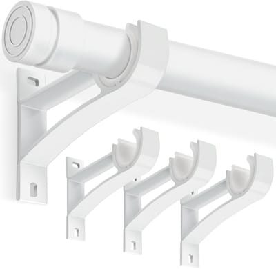 Allecto - Gordijnroedehouder - Gordijnbeugel - Zwaar belastbaar - Wit - Gordijnhouders - Voor enkele gordijnstang - Set van 4 stuks