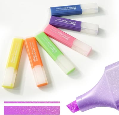 Metallic Glitter Markerstiften Set - 6 Kleuren - Chisel Tip voor Dagboek en Knutselen