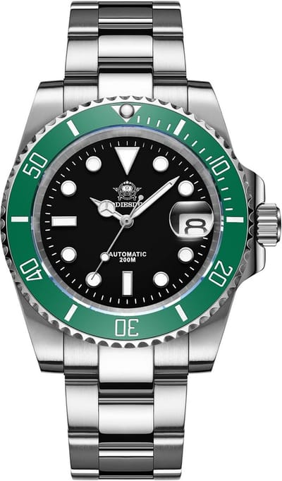 Heren Automatisch Duikhorloge RVS Band 200m Waterdicht NH35A Mechanisch
