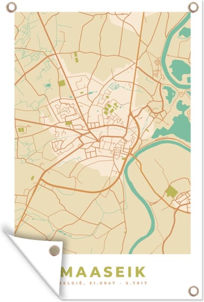 Muurdecoratie België - Stadskaart - Plattegrond - Maaseik - Kaart - 120x180 cm - Tuinposter - Tuindoek