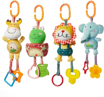 babyspeelgoed voor 0, 3, 6, 9, 12 maanden, kerst handbells baby rammelaars met bijtringen zacht pluche vroege ontwikkeling kinderwagen auto speelgoed voor baby, pasgeboren verjaardagscadeaus