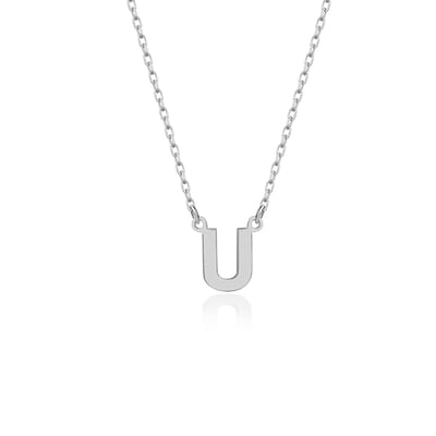 Letter U Initial Ketting Zilver (925 sterling) Trendy Minimalistisch Combi Bedel Zilverkleurig Dames Meisje | Cadeau Voor Vrouw
