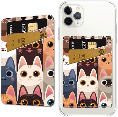 Dailygoody - Kattelefoonkaarthouder - Mobiele geldportemonnee - Zelfklevend - Smal dubbelvak - Creditcardhouder - Geschikt voor telefoons 9,5x6,5cm - ...