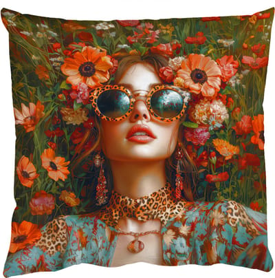 Sierkussens - Kussentjes Woonkamer - 50x50 cm - Vrouwen - Bloemen - Modern - Bril - Abstract