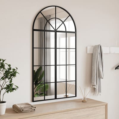vidaXL - Wandspiegel - boog - 60x110 - cm - ijzer - zwart