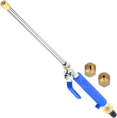 Hogedruksproeier Slang - Reinigingsstaaf Sproeier - Auto en Terras Reinigen - Duurzaam Aluminium - 46.5 cm - Zilver
