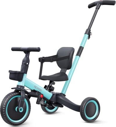 Kinder driewieler - Loopfiets - Buiten spelen - 5-in-1 functie - 62.5 cm - Blauw