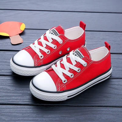 Ouder-kind Schoenen Jongens en Meisjes Veters Kleine Witte Kinderen Casual Canvas Schoenen Baby Sneakers Sneakers 34 red