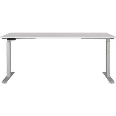 Agenda bureau, elektrisch in hoogte verstelbaar, B 1800 x D 800 x H 720-1200 mm, lichtgrijs/zilver + geheugen USB-paneel