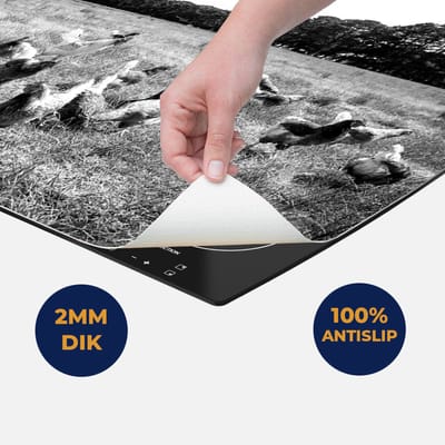 Chefcare Inductie Beschermer Kippen in het Gras - Zwart Wit - 60x50 cm - Afdekplaat Inductie - Kookplaat Beschermer - Inductie Mat