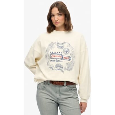 Superdry Tokyo Narrative Oversized Sweatshirt White Grootte: 36