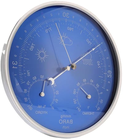 Weerstation - Barometer Hygrometer - Weer Binnen Bewaken - Drie Functies Eén - 180 Mm Diameter - Blauw