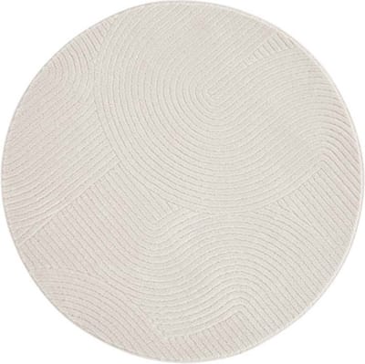 Rond zacht vloerkleed - Fuzz Waves crème 80