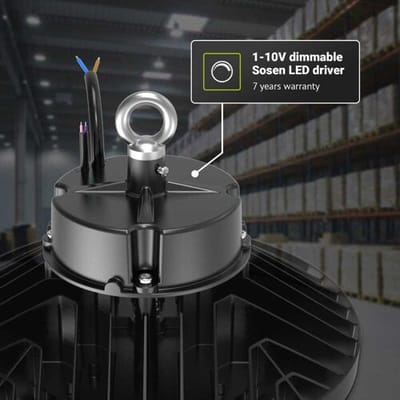 HOFTRONIC Oberon - LED High Bay - 100 Watt 19.000 Lumen - 190lm/W - 4000K Neutraal wit - IP65 waterdicht - IK09 - 1-10V Dimbaar -  Sosen Driver - Ra80