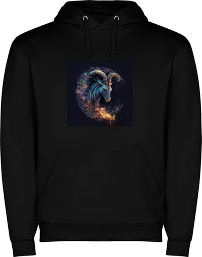 Zwarte unisex hoodie met “ Kleurrijke Sterrenbeeld Steenbok – Astrologie – Horoscoop – Zodiac Signs “ Print Full Color Color merk Roly maat S