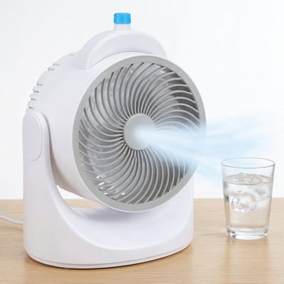 Cheqo® Tafelventilator met Koelelement - Mini Ventilator - Aircooler - Luchtkoeler - USB Ventilator - Mini Airco - Bureau Ventilator - Ventilator met Water - Waterkoeling - LED Verlichting - Draagbare Ventilator - Air Cooler