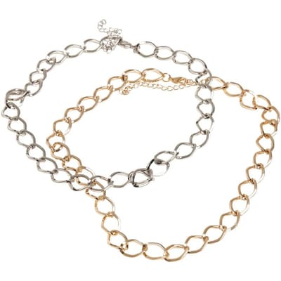 Urban Classics Halsketting - Grote klassieke halsketting (set van 2) - voor Vrouwen - goudkleurig-zilverkleurig