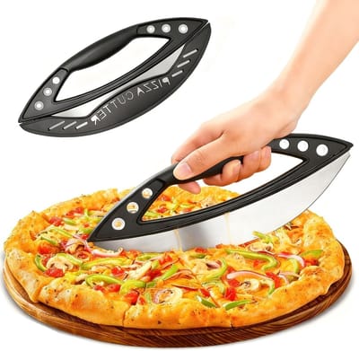 Professionele Pizzasnijder van RVS met Beschermkap, Ideaal voor Pizza, Taart en Groenten, Afwasmachinebestendig en Ergonomisch Ontwerp