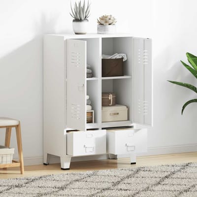 vidaXL - Kledingkast - industrieel - 67x35x107 - cm - staal - wit