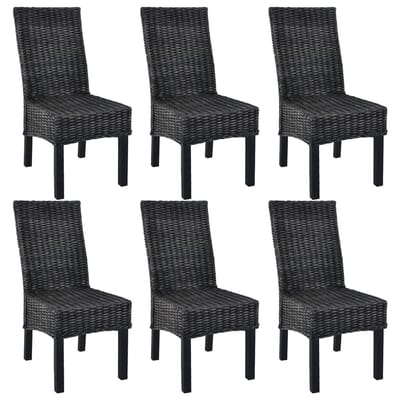 vidaXL - Eetkamerstoelen - 6 - st - kubu - rattan - en - mangohout - zwart