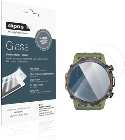 dipos – 2x Pantserfolie geschikt voor WalkerFit M6 Ultra 1.43 Inch | 9H Screenprotector