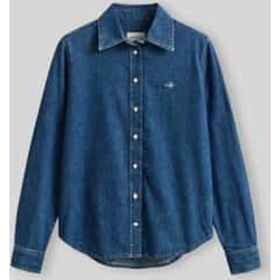 Relaxed fit jeansblouse van puur katoen