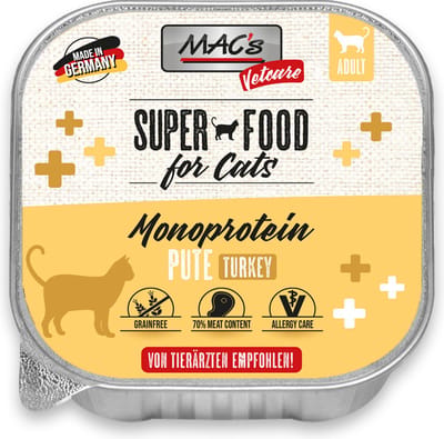 MAC’s Vetcare Kattenvoer - Mono proteïne - 70% Kalkoen - 8 x 100g