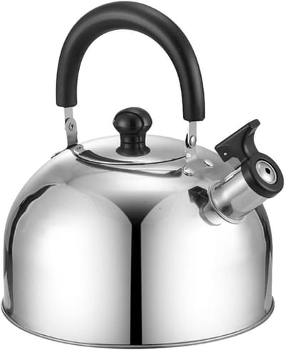 Waterkoker met fluitje - Kampeer theekan - Outdoor koken - Veilige koelgreep - 2 liter - Zilver