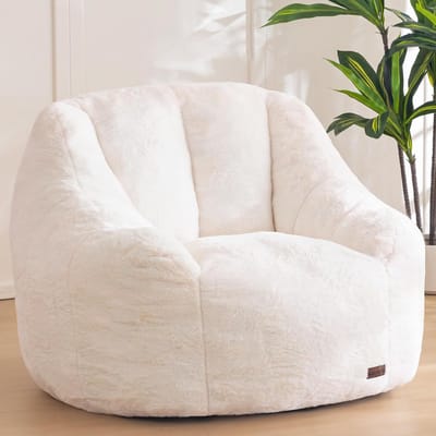 Imitatiebont Bean Bag Stoel - Comfortabele Faux Fur Zitkussen voor Woonkamer en Slaapkamer