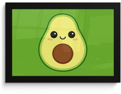 Poster in lijst - Fotolijst 30x20 cm - Posters - Avocado - Groen - Speels - Posterlijst zwart - Decoratie - Wanddecoratie woonkamer - Muurdecoratie slaapkamer